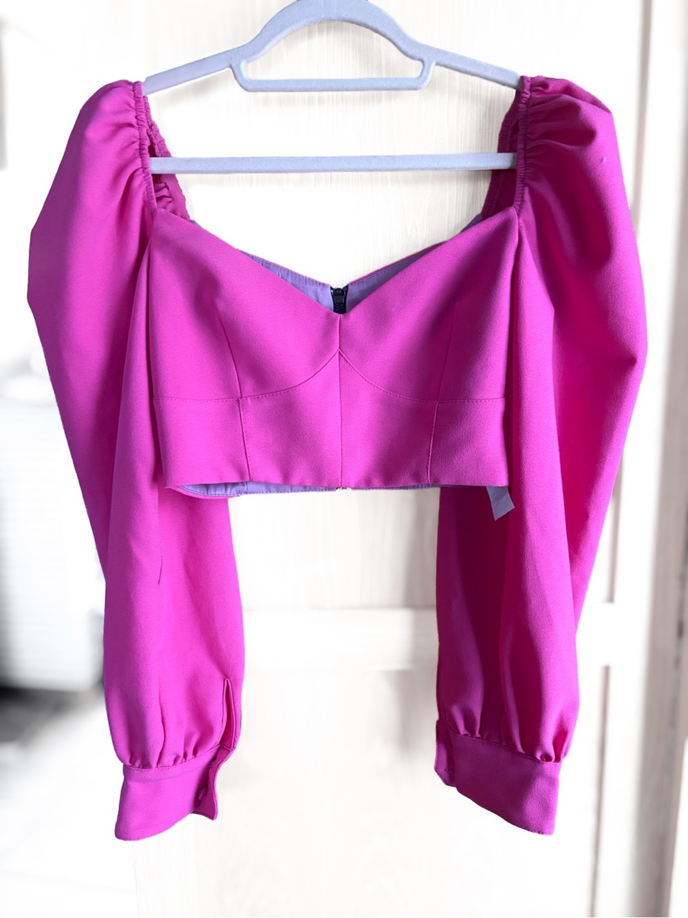 Corset Top in Hot Pink Puff Sleeves Size Small